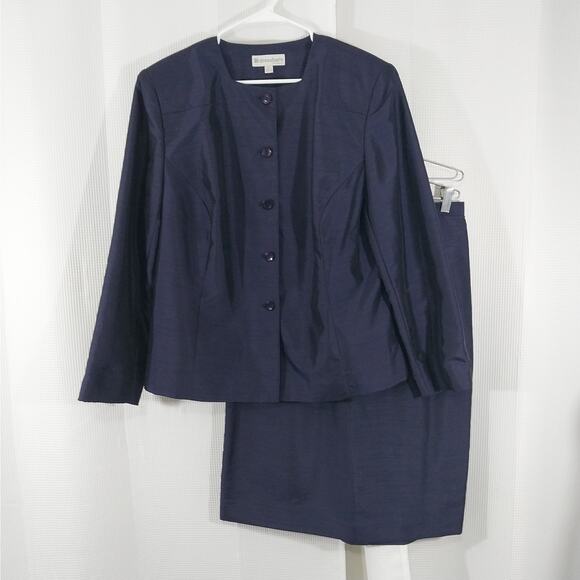 DRESSBARN! GORGEOUS PERIWINKLE BLUE/PURPLE 2 PC JACKET & SKIRT SUIT! SZ 16W - Picture 2 of 12